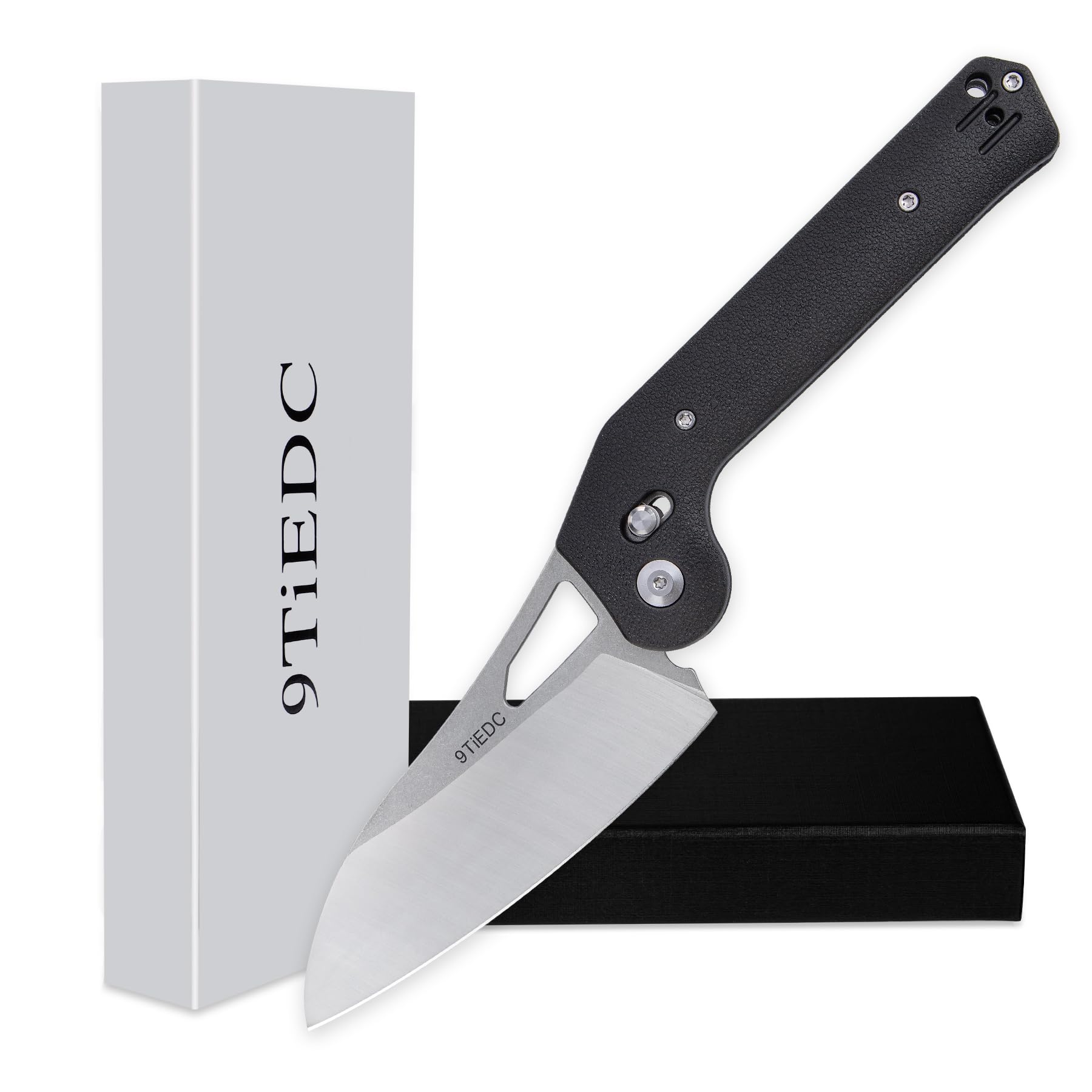 9TiEDC Pocket Folding Camping Knife, Stainless Steel Ultra Sharp Chef Knife with Ergonomic Handle for Cooking, Camping Trip, Outdoor Portable Kitchen