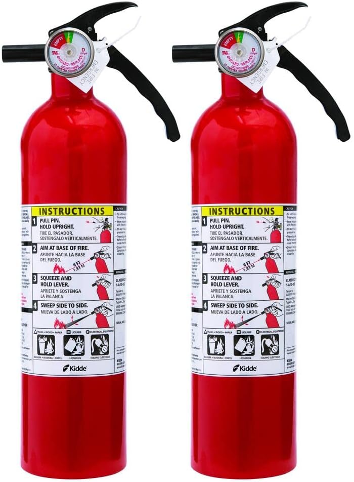 2 Set Kidde FA110 Multipurpose Fire Extinguishers 2 Pack Red, (Rating