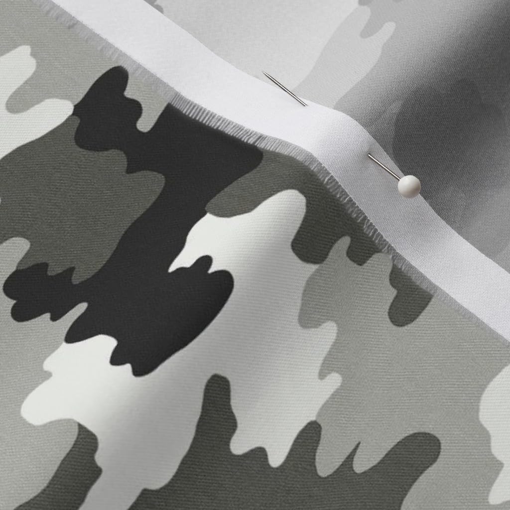 Spoonflower Fabric - Camo Black White Grey Camouflage Army Monochrome Gray Printed on Organic Cotton Sateen Fabric by The Yard - Sewing Quilting Apparel Home Decor