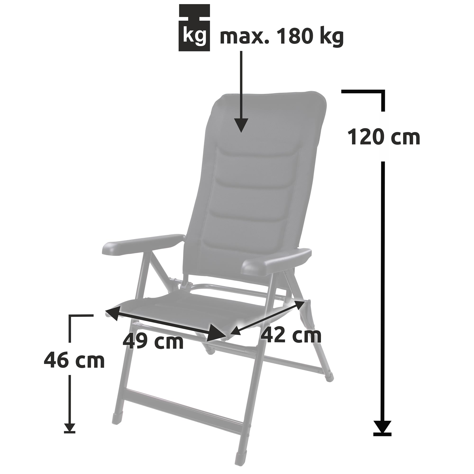 your GEAR Sovana 3D – Gartenstuhl klappbar XXL Hochlehner – Campingstuhl extra breit – 180 kg belastbar – 3D Mesh Bezug Quick Dry Polsterung – 6-Fach verstellbar – ergonomisch & wetterbeständig