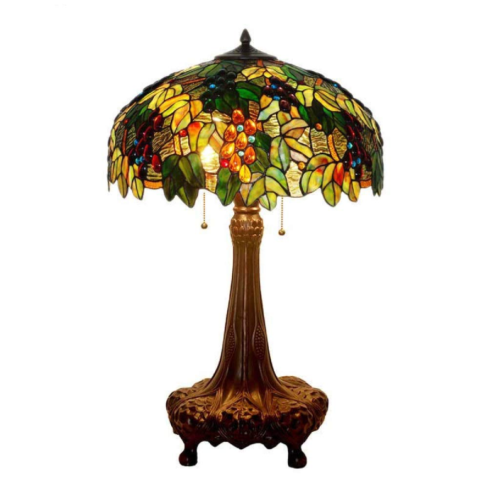 Aioneer Tiffany Decorative Table Lamp Stained Glass Raisin Large Table Lamp Living Room Handmade Craftsmanship