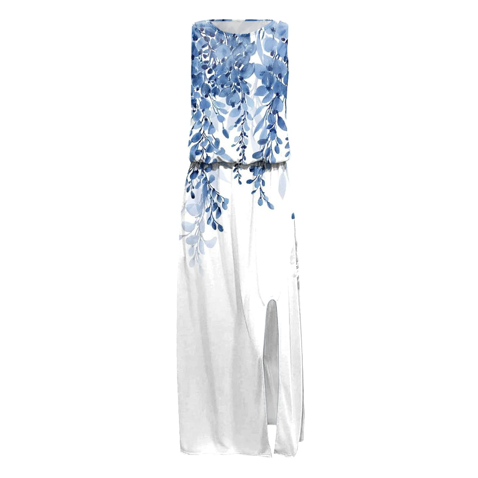 NNGOTD Robe Ete Femme Mi Longue Fleurie Imprimer lâche Grande Taille Afrique sans Manches Une épaule De Multiples Façons De Porter Robe Princesse Adulte