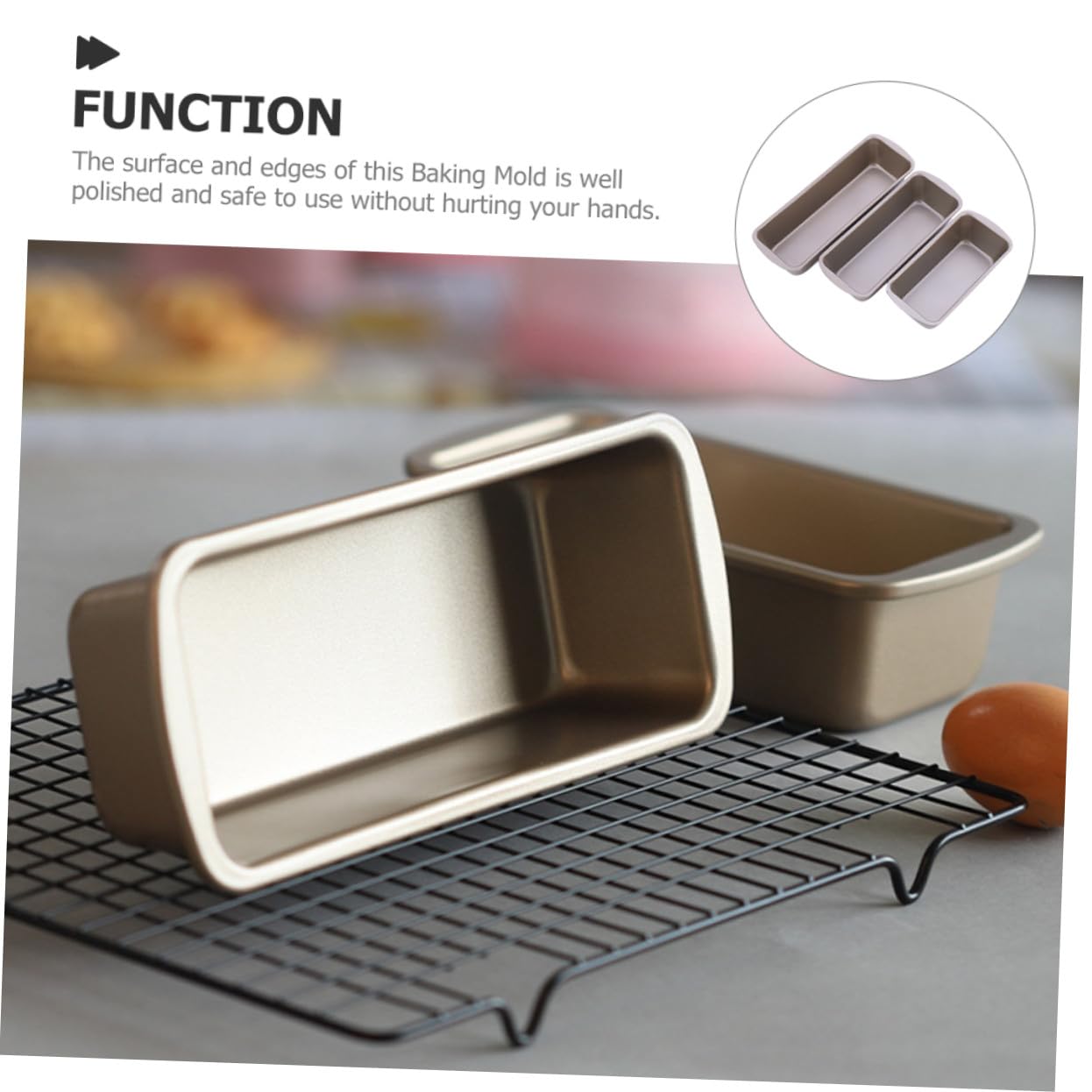 3 Piezas Molde para Pan Rectangular Antiadherente de Calidad Alimentaria Molde para Hornear Pan de Resistente al Calor para Uso Casa o Comercial