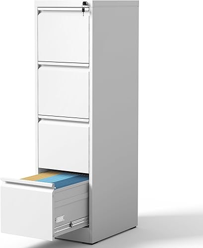 Archivador de 4 cajones con cerradura, archivadores verticales de metal para oficina en casa, gabinete de almacenamiento de acero para colgar