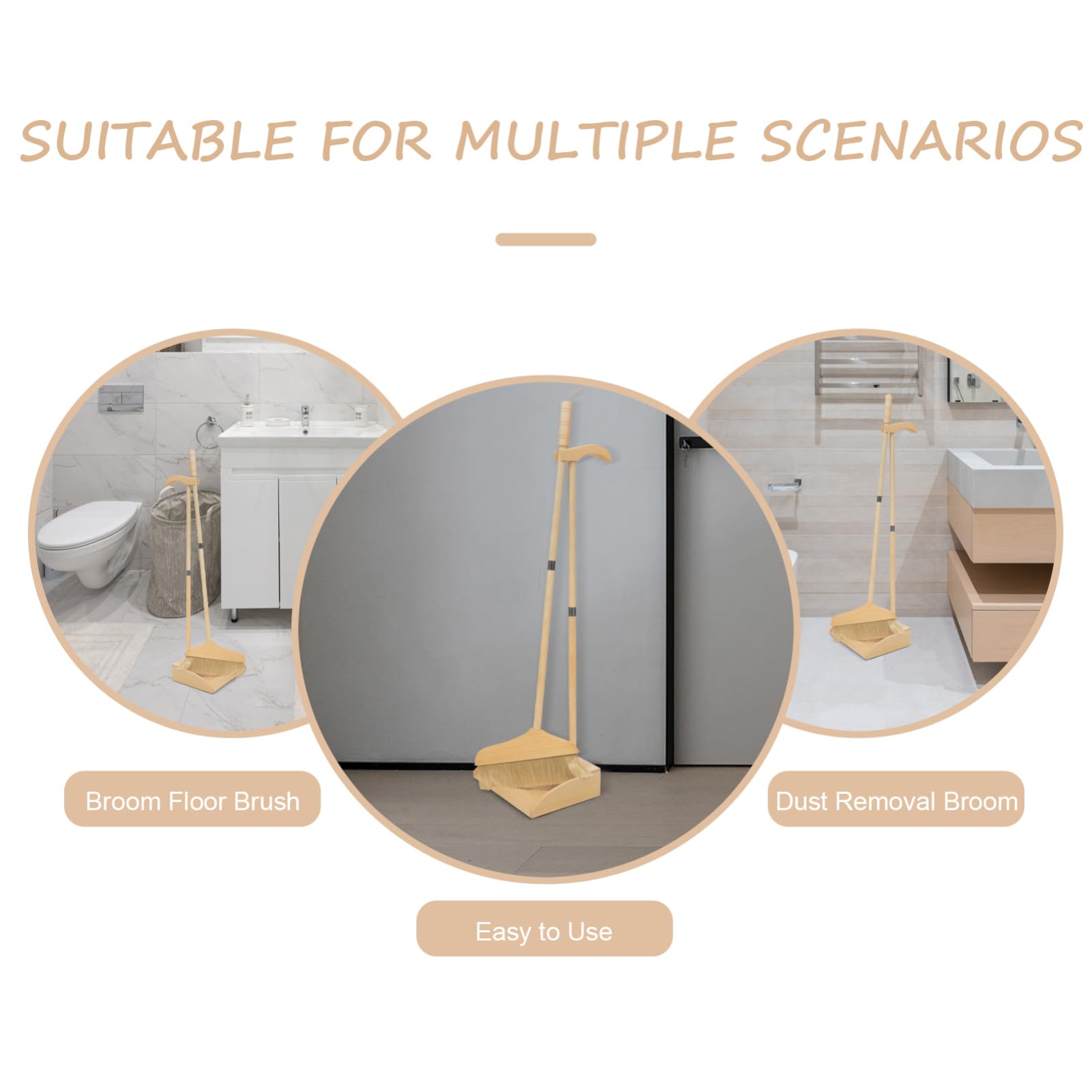 Healifty Juego de Escoba de Barrido Cerdas de Madera Ligera y Mango Ergonómico para Limpieza en Talleres y Cómoda