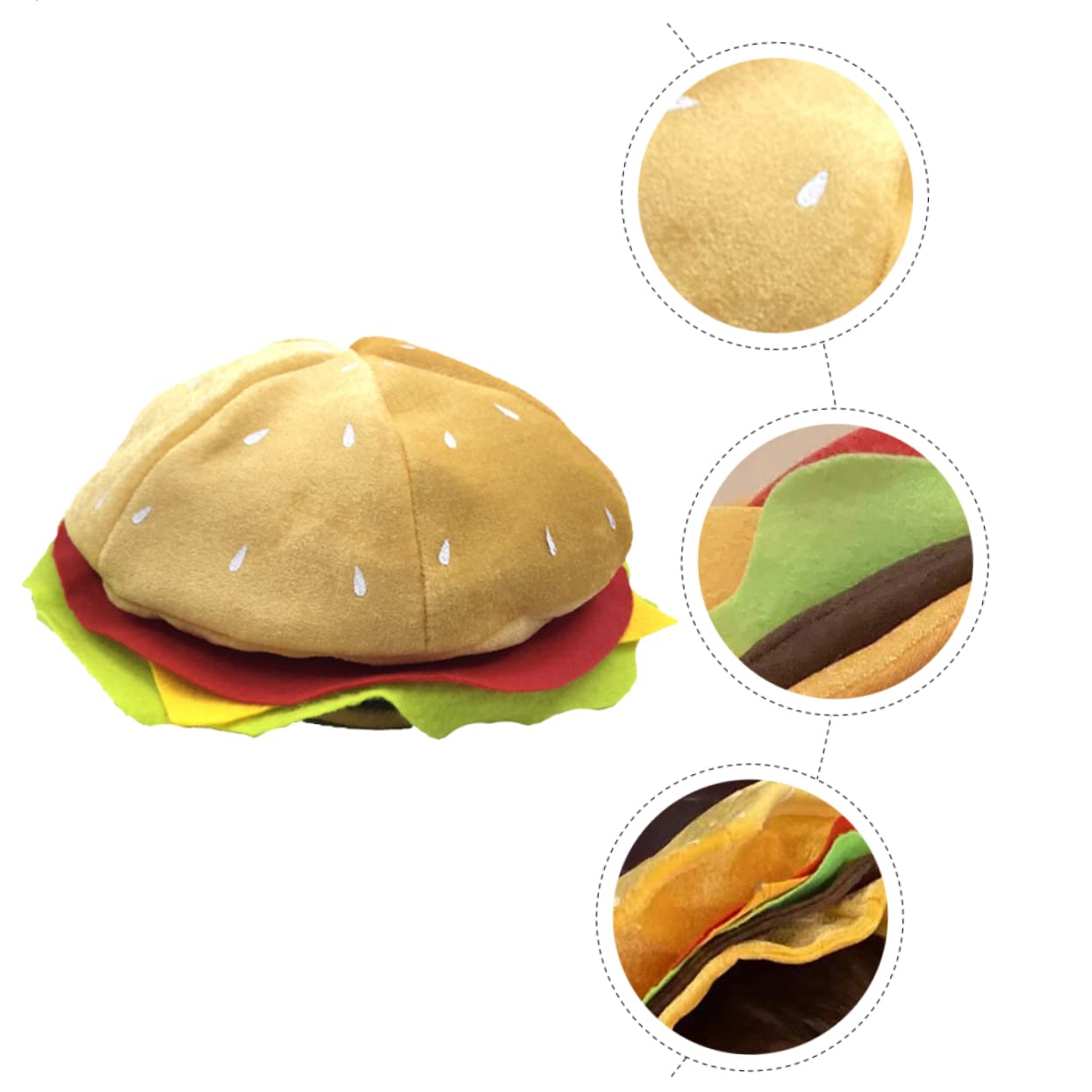 4piezas Sombrero De Hamburguesa Divertido Cosplay y Halloween Gorro De Diseño Adorable y Original Para Adultos