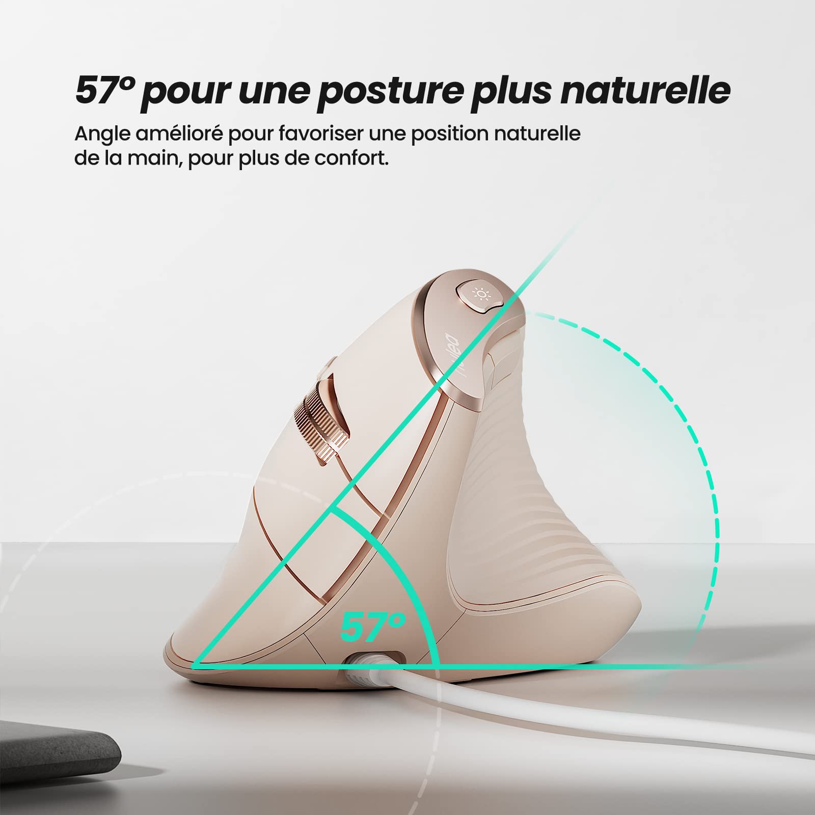 Nulea Souris Verticale Filaire, Souris Optique Ergonomique USB avec 4 DPI réglables, 11 Modes de Rétroéclairage RVB, Compatible avec Les Ordinateurs Portables, PC, Ordinateurs de Bureau, Mac, Rose