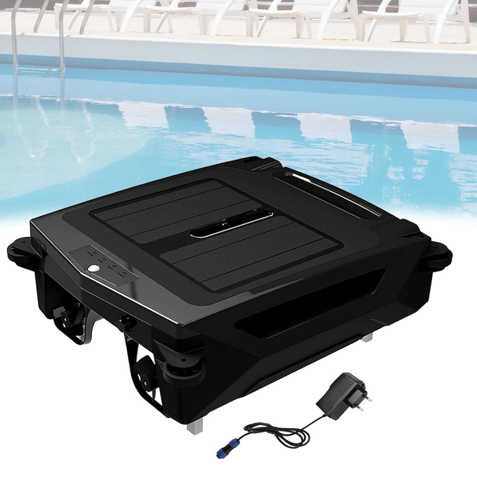 Pulitore robotizzato Solare per Skimmer da Piscina, aspirapolvere Automatico, con Doppia modalità, Funzione di evitamento Automatico degli Ostacoli e di Fuga, per la Pulizia delle Piscine.