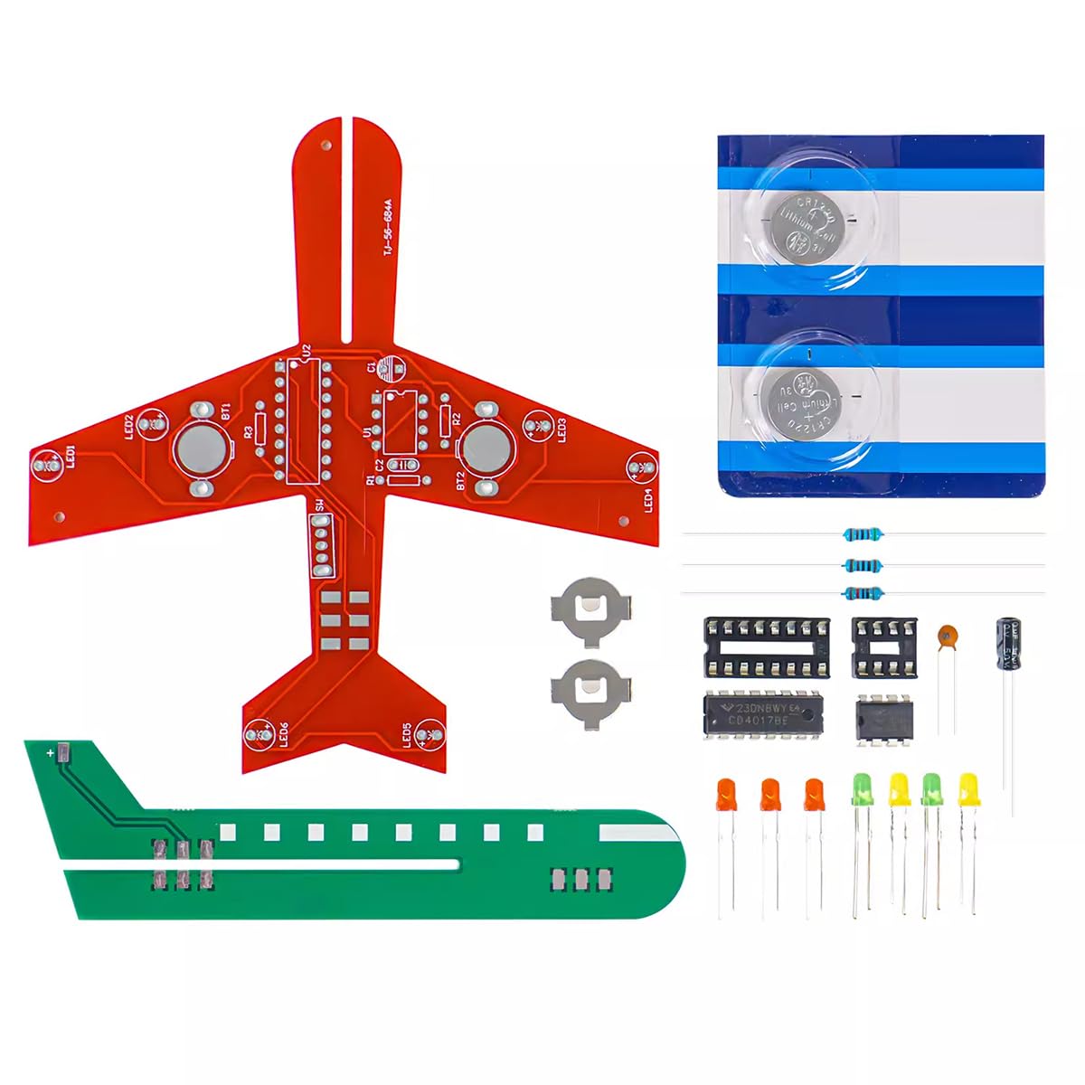 Sarini Kit de fabricación de circuitos de Flash electrónico de avión pequeño, Tablero de Entrenamiento de Soldadura, Proyecto de Soldadura de avión, Kit de ensamblaje electrónico, Herramientas