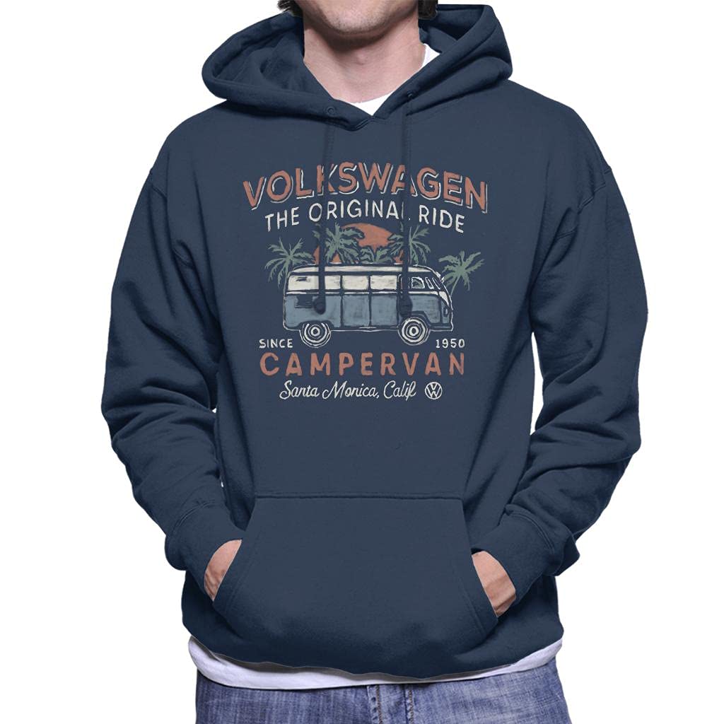 Volkswagen Men's Navy Blue The Original Ride Campervan Since 1960 Hooded Sweatshirt