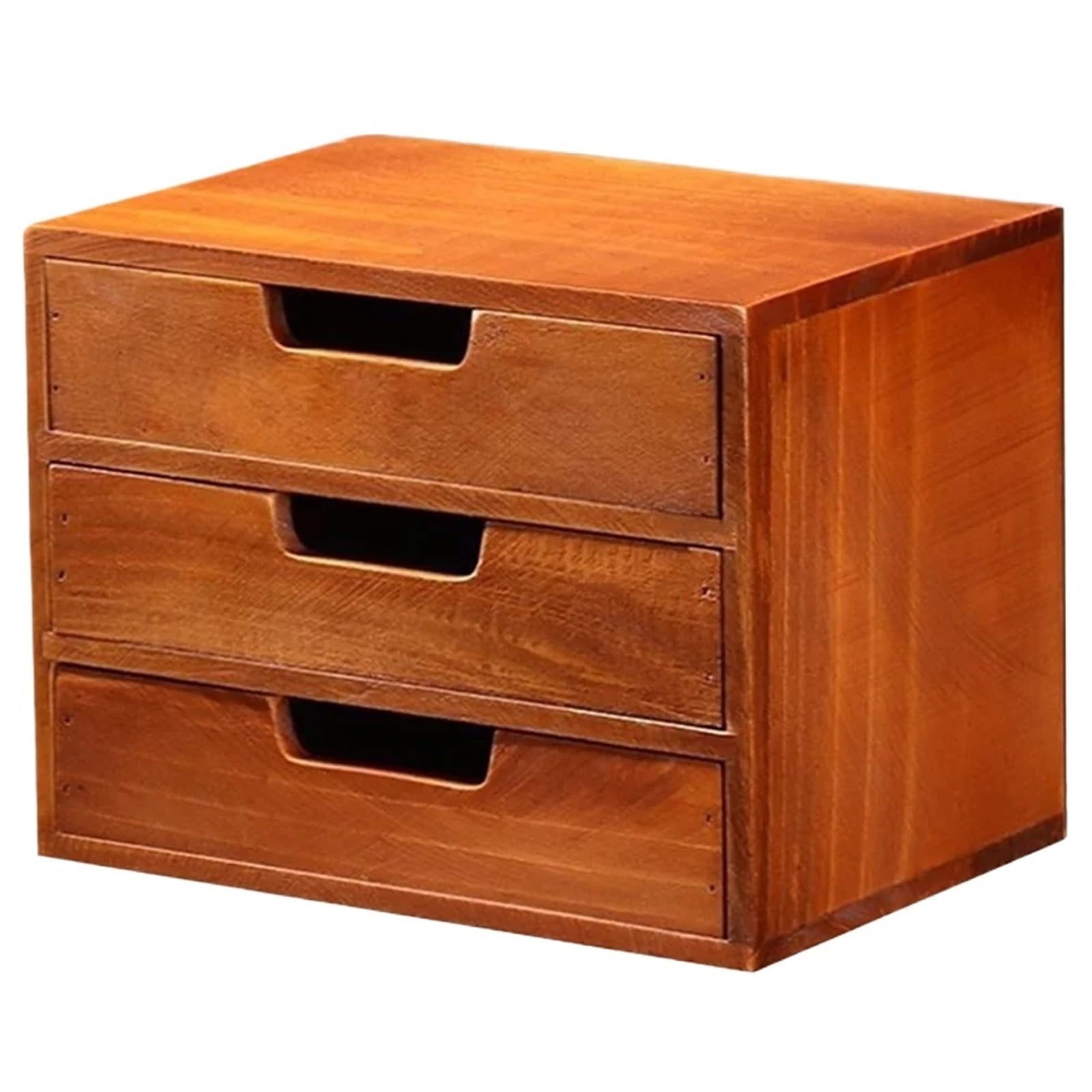 Organizer da scrivania a 3 ripiani, in legno, piccolo cassetto per gioielli, bigiotteria, cancelleria, 25 x 19 x 17,5 cm