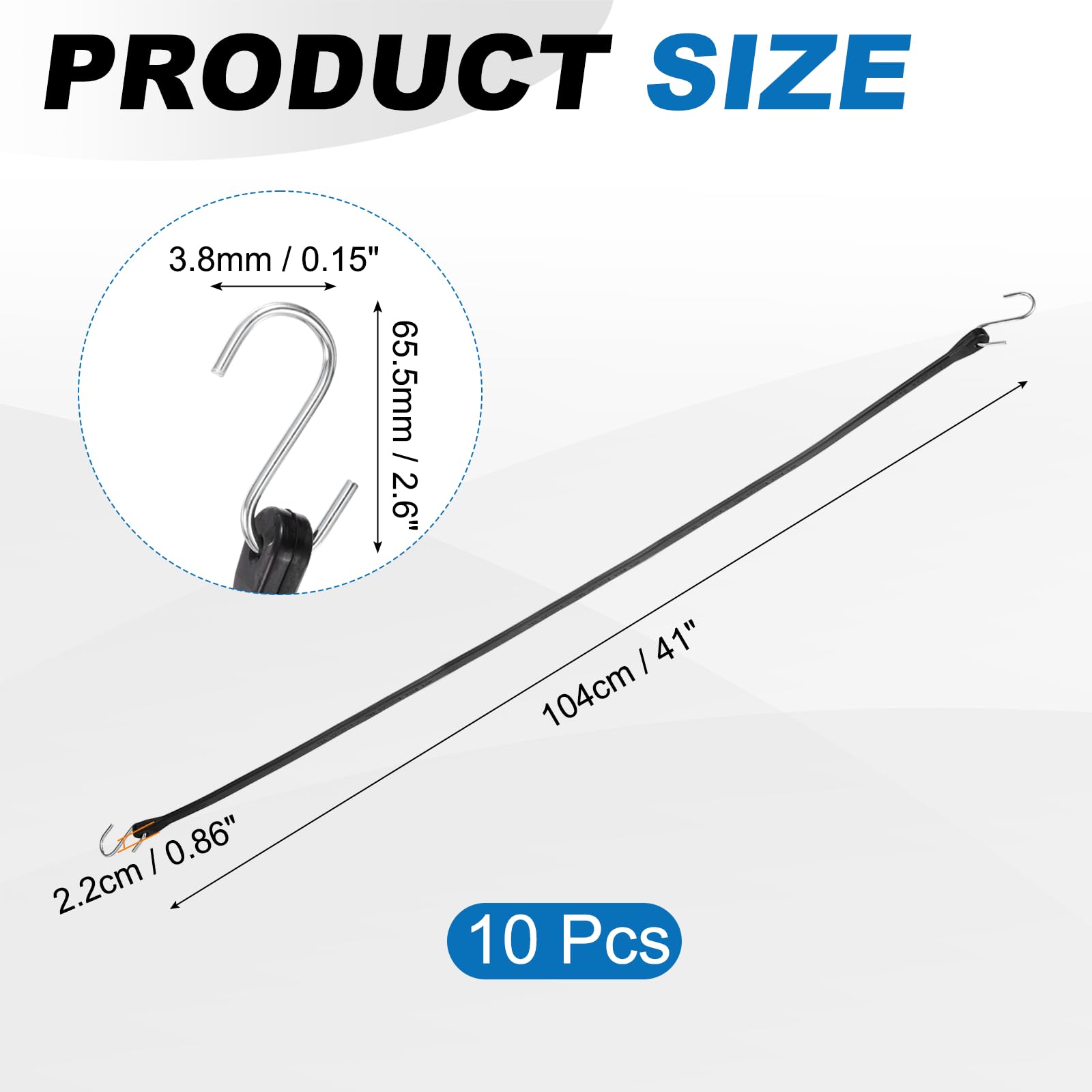 PATIKIL PATIKIL 41" Cuerdas Elásticas De Goma con Ganchos 130LBS De Goma 10 Pcs|Carga Correas De Amarre Resistente para Exteriores EPDM para Fijar Lonas Cargas Motocicletas Camiones