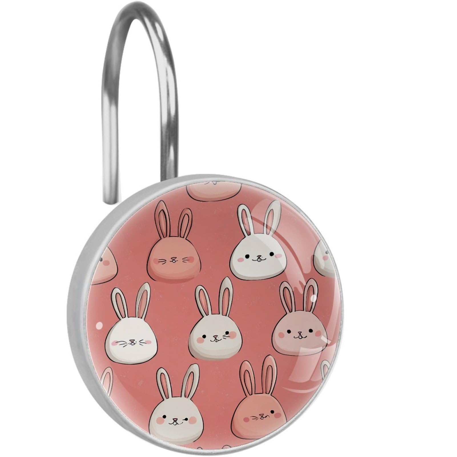 VAPOKF Decorative Shower Curtain Hook, Cartoon Bunny Rustproof Stainless Steel Shower Curtain Hook for Bathroom, Shower Curtain Hangers for Shower Rod