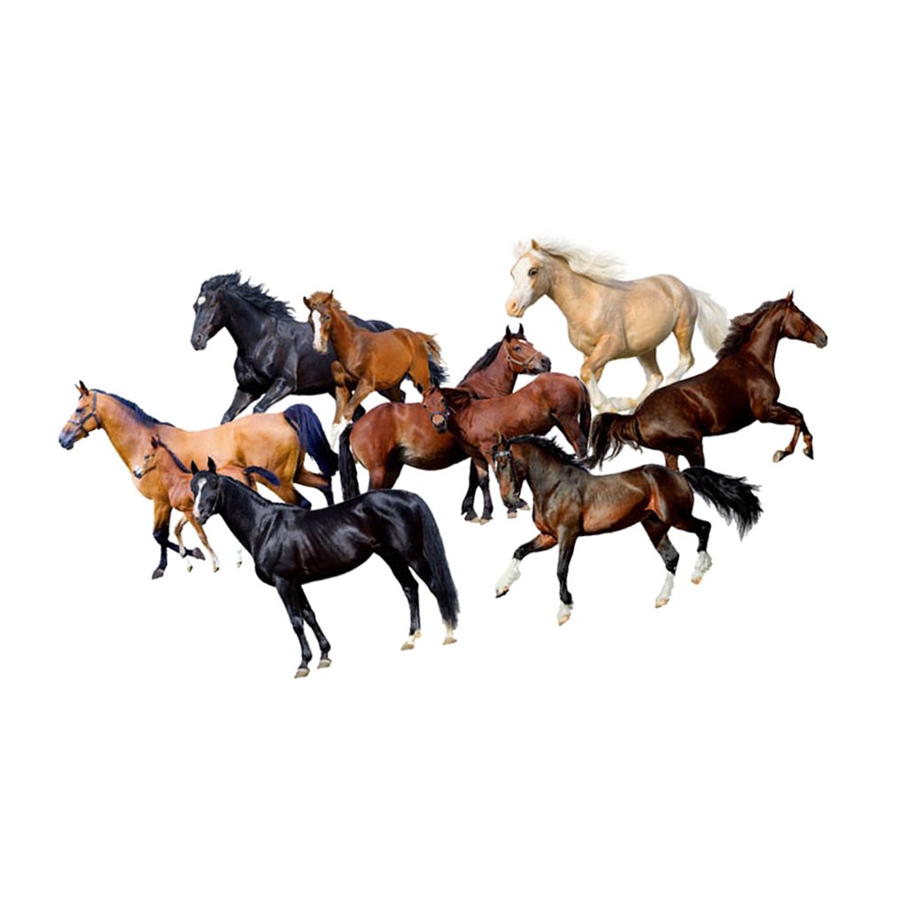 SKKWJEGE 70x50 cm 9 Pieces PVC Horses Wall Stickers Wall Decals Art Mural Home Decoration