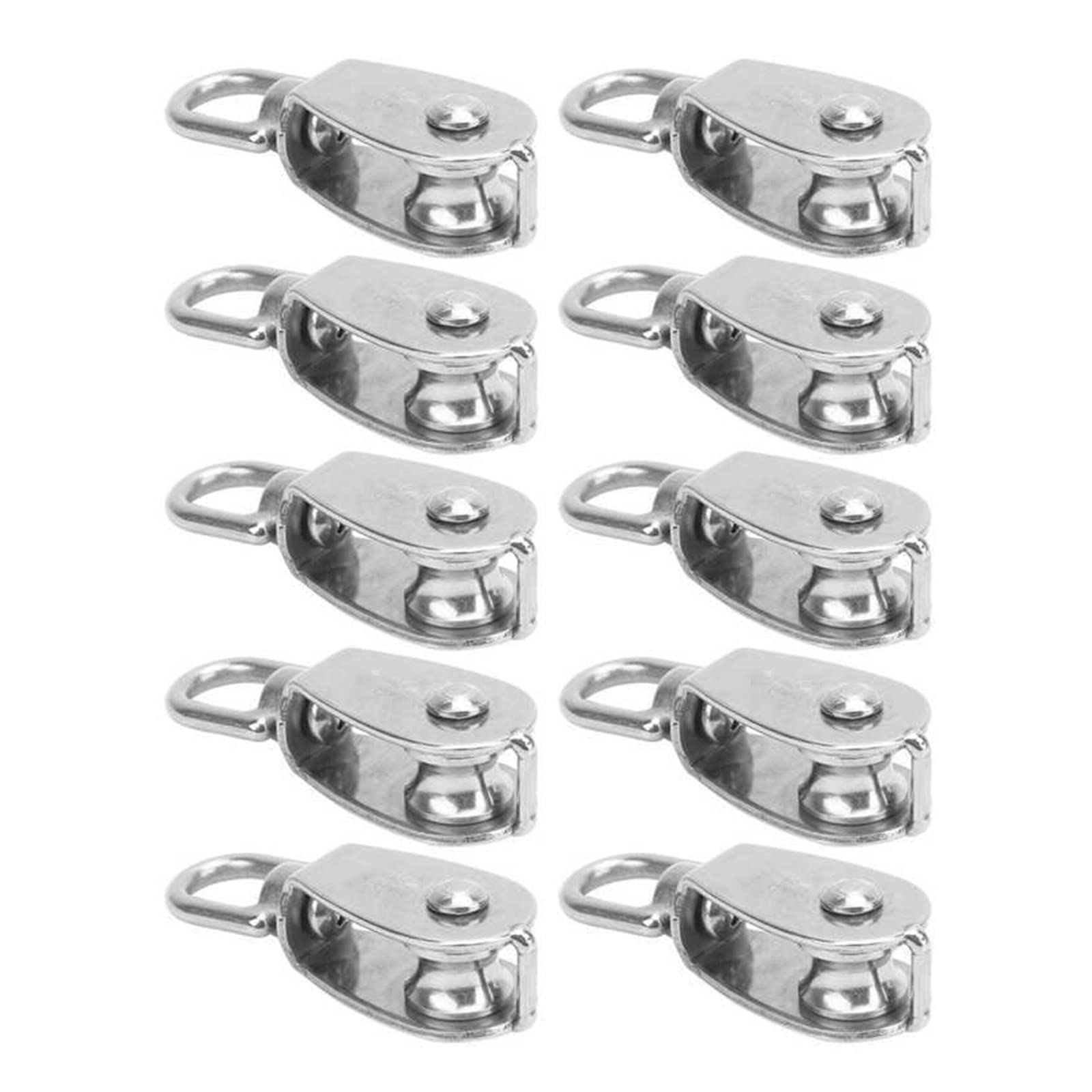 10Pcs M15 Pulley Block 304 Stainless Steel Heavy Duty Traction Wheel Single/Double Wheel Lifting Rope Block(Double)