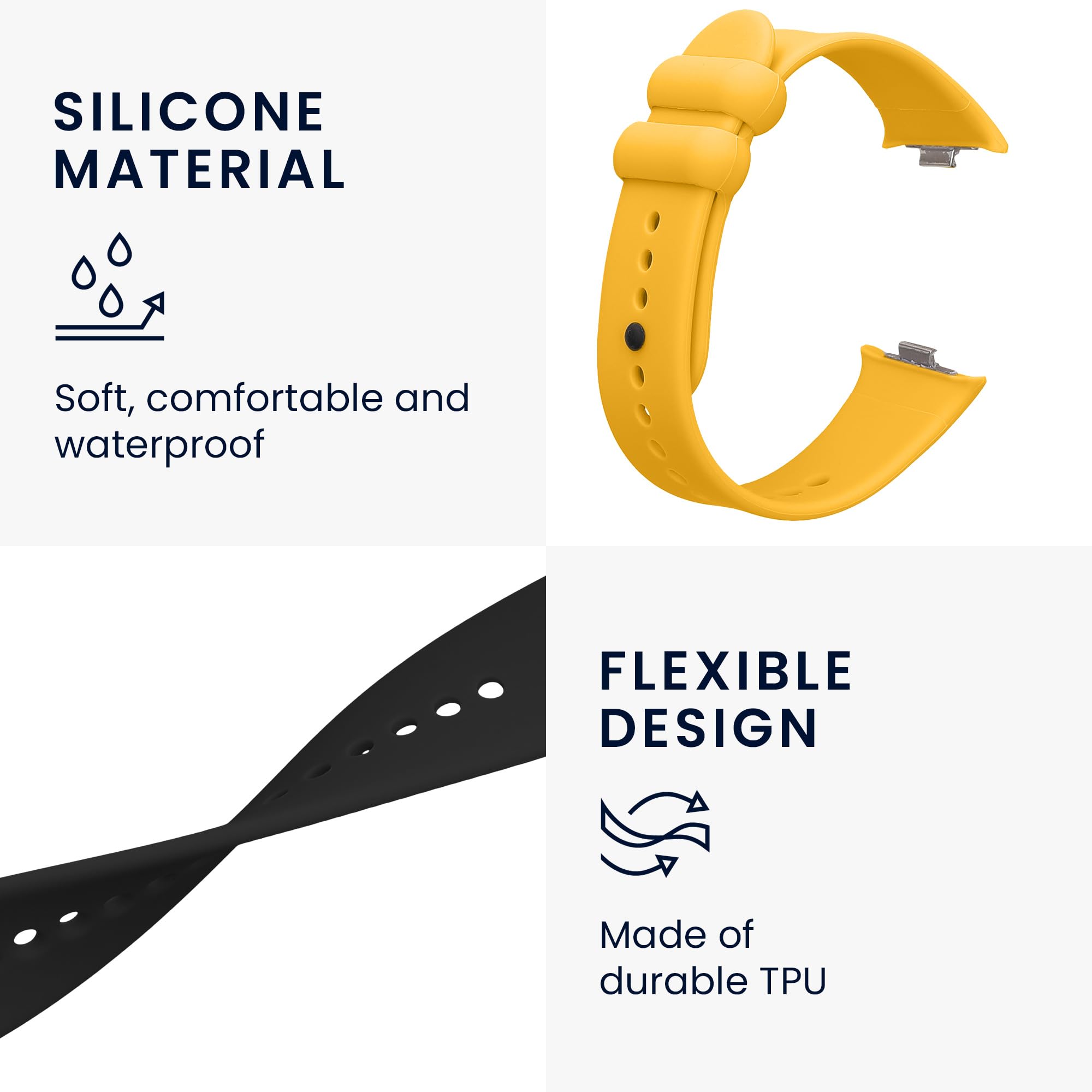 kwmobile 2x Straps for Xiaomi Redmi Watch 4 / Watch 5 / Watch 5 eSIM Watch Strap, Silicone Replacement Watch Strap Set - Image 3
