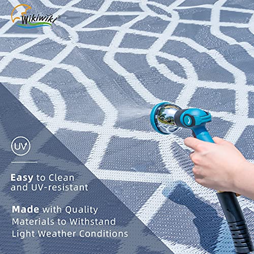 wikiwiki Outdoor Rug, 5x8ft Waterproof Reversible Mat Indoor Outdoor Rugs Carpet, Small Area Rug Plastic Straw Rug for Patio Deck Balcony Pool RV Camping Beach Picnic, Grey, Rugscape Series - Image 3