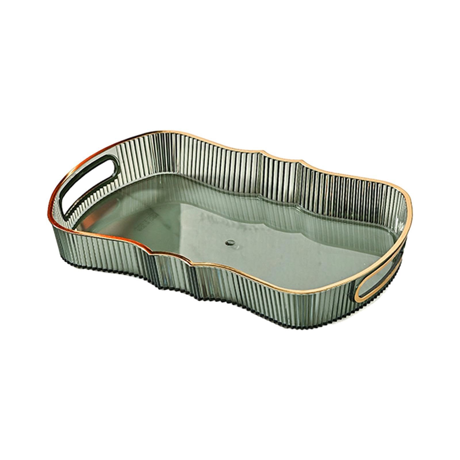 LIXSAZSE Elegant Serving Platter Non Slip Vanity Tray For Clear Trinket Organizer At Parties And Celebrations Made Of PP Rectangle Serving Tray Kitchen Fruit, Green, M
