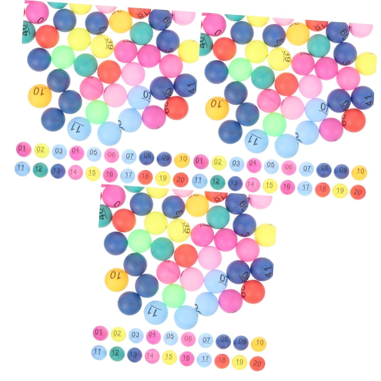 BESPORTBLE 3 Sets 300 Numbered Raffle Balls Large Plastic Game Balls Party Game Props