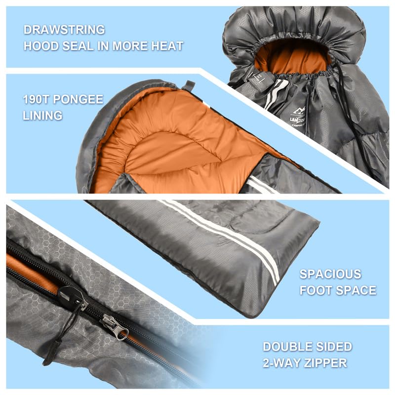 sleeping bag for adultswaterproofbackpacking lightweight-3 season warm amp cool weather 10-45girls boys for outdoor hiking travel gear must kids sleep accessories