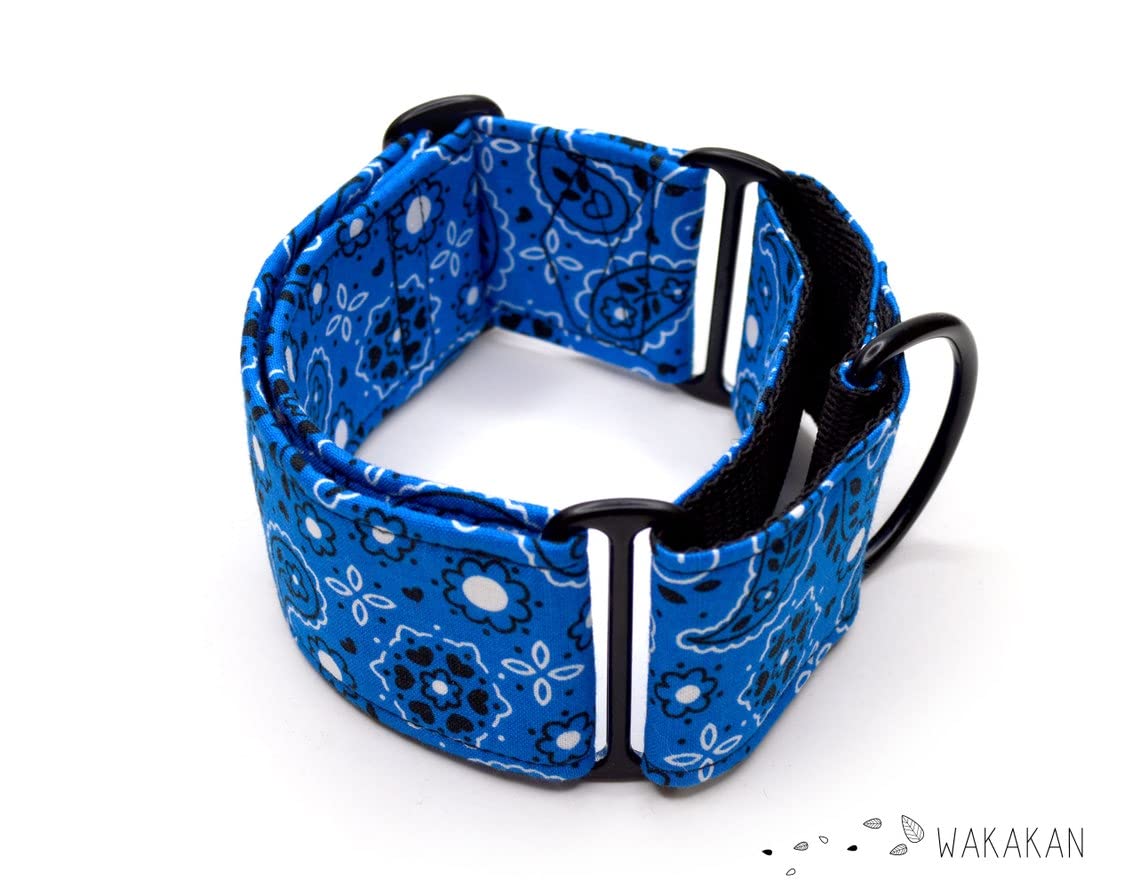 Collare per cani martingale: Blue Bandana, fatto a mano in Spagna da Wakakán