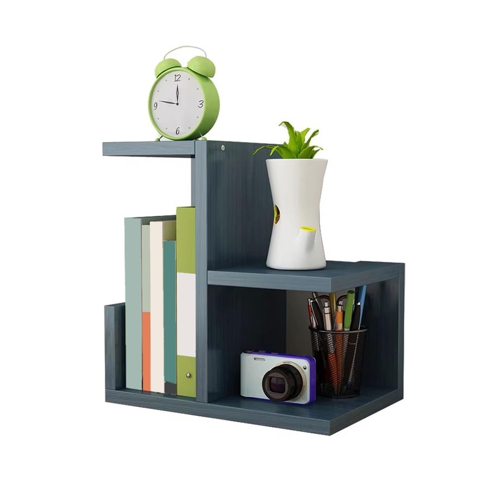 Cenz-888 Portable Bookshelf Creativity Staggered Desktop Bookshelf Density Board Storage Rack for Home Office Storage Rack