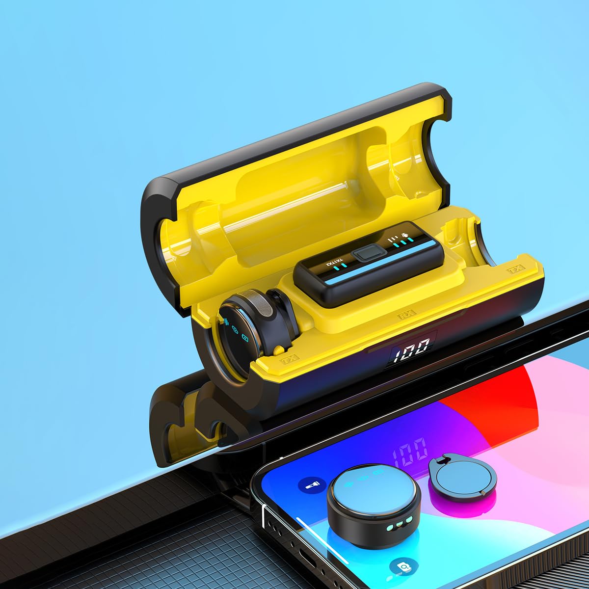 2 Pack Professional Wireless Lavalier Microphone for iPhone iPad Android with Charging Case Noise Reduction Plug-Play Clip on Lapel Mic for Video Recording Vlogging, YouTube, Interview, Live Streaming: Cylindrical