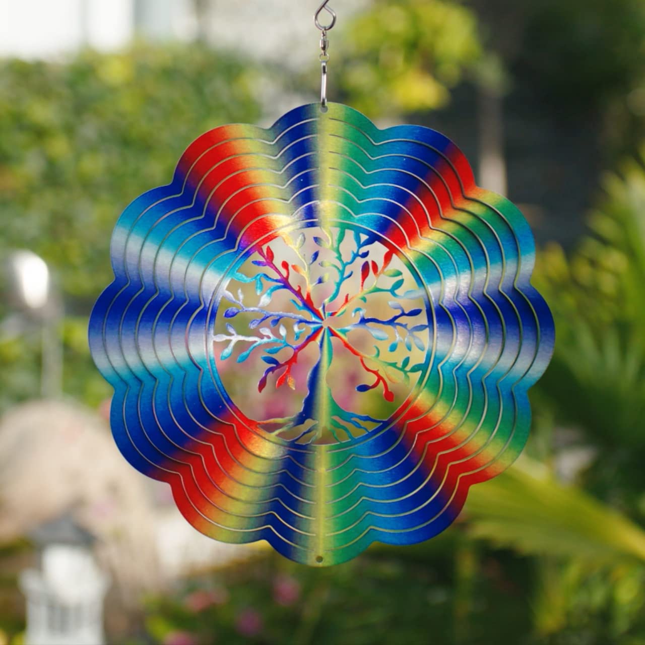 CIM metalen windgong - Rainbow Relaxing Fairy - licht draaiende windmobiel met schitterende kleuren - inclusief ophanging - sfeervolle kamer-, raam