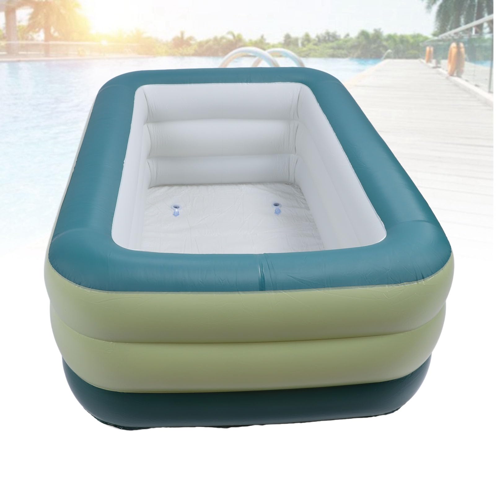 Aufblasbarer Pool, PVC verdickter Kinderpool mit großer Kapazität, Faltbarer Tragbarer Oberirdischer Pool für Garten & Outdoor, Familien Pool für Kinder & Erwachsene