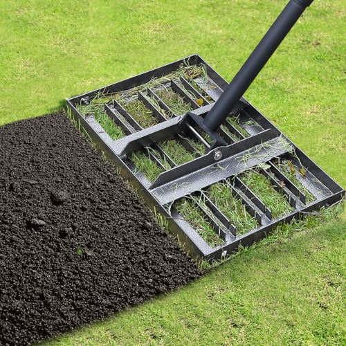 Lawn Leveling rake 17'x9.4' Levelawn Tool with 70.5' Adjustable Long Handle Heavy Duty Landscape Leveling Rake Lawn Leveler Yard Tool for Backyard, Golf Course, Garden, Pasture, Farm