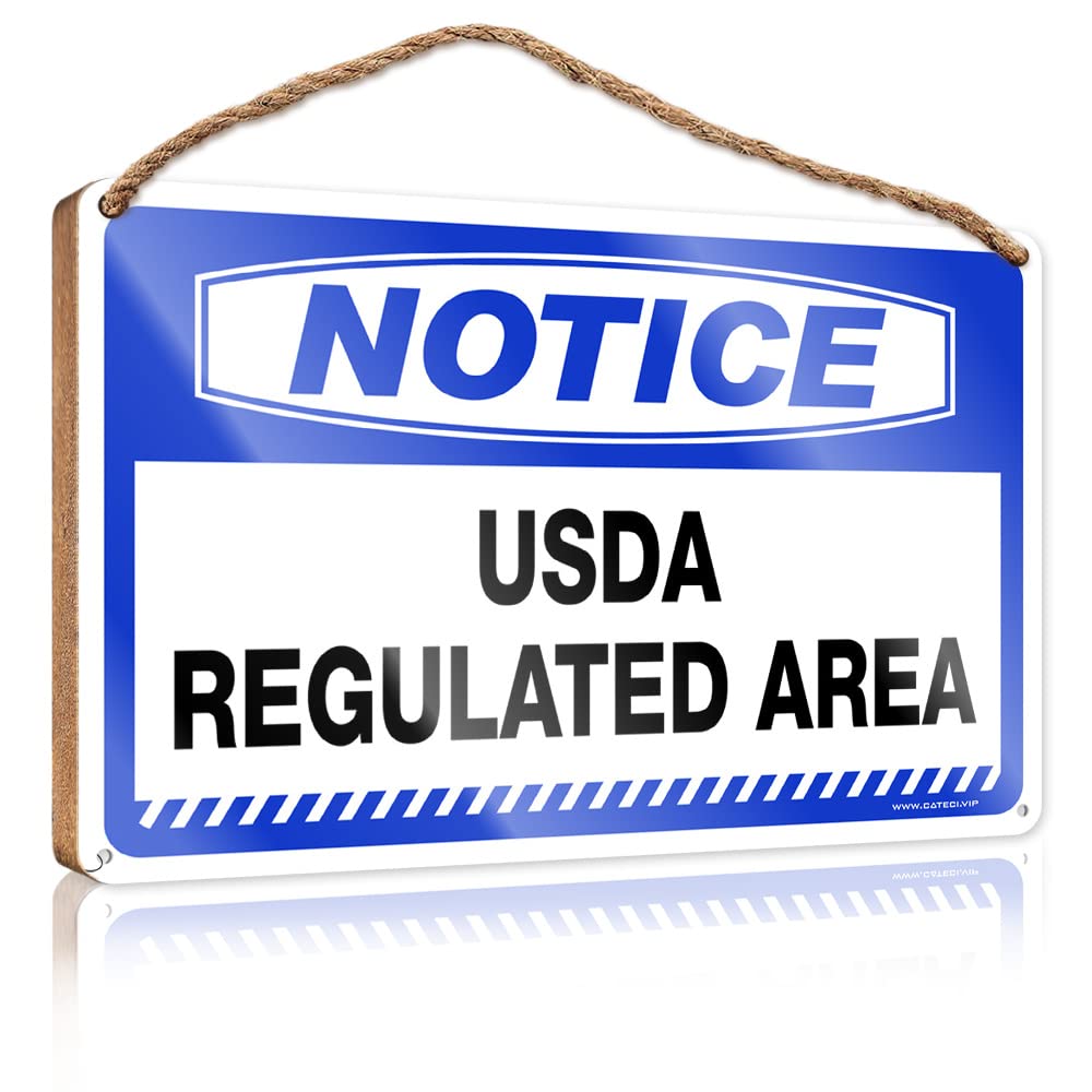 DTHA Home Wood Sign Notice Usda Regulated Area Wooden Sign Porch Funny Signs Pool Stuff(23X35CM)