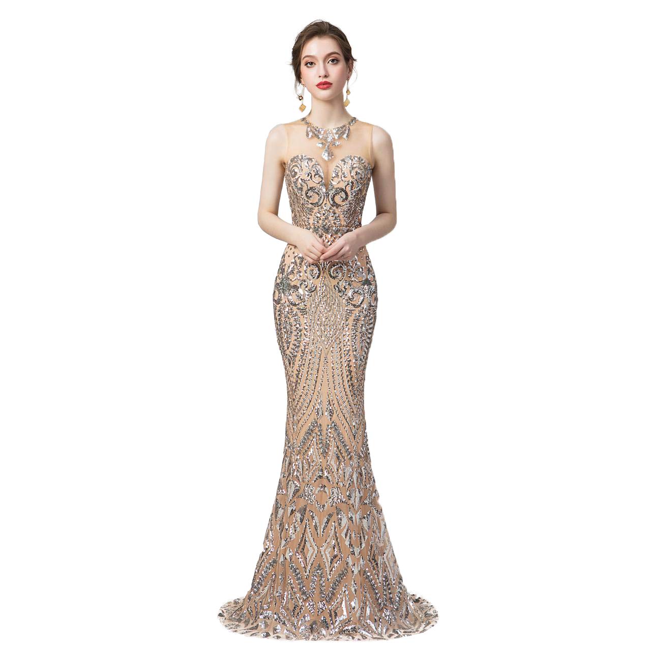Women's Sexy Sequins Trumpet Mermaid Dresses Silver Evening Dress Long Party Prom Gown 12