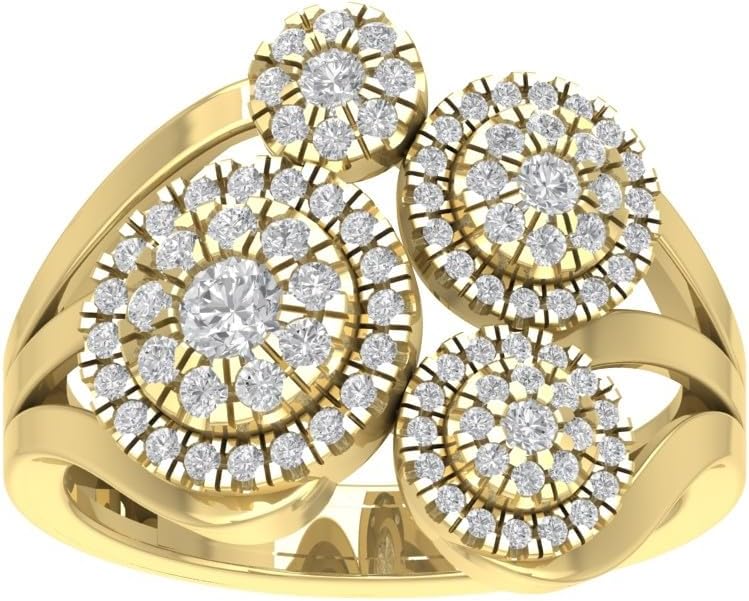 10K Gold or Silver Diamond Engagement Ring (3/4 cttw, I-J Color, I2-I3 Clarity)