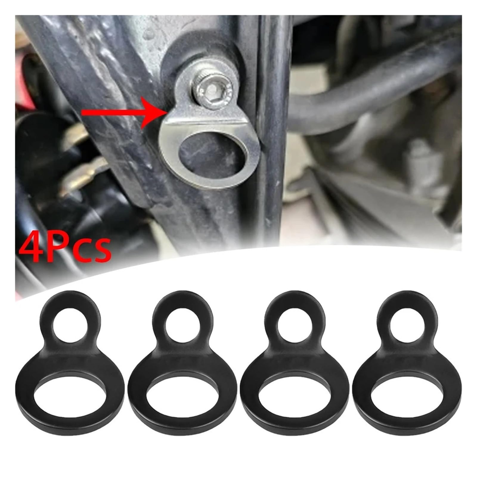 Yvxotrxnk 4 szt. obręcz do paska motocyklowego, ze stali nierdzewnej, do jazdy na motocyklu, ATV, UTV, trailer truck - Heavy Duty Cargo Anchor Points with Black Coating