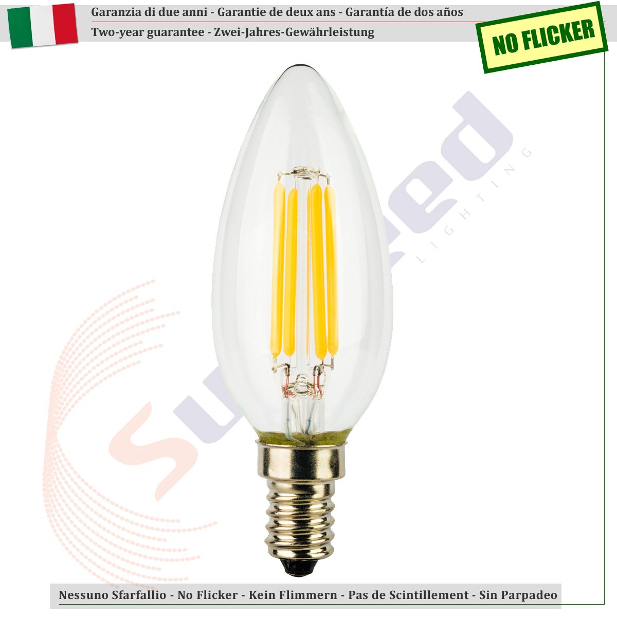 SUNSEED 6 X E14 6W (Equivalent to 60W) Sapphire Filament LED Candle Light Bulb C35 Neutral White 4000K, Pack of 06 - Image 3