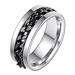 Udolfly Mens Fidget Rings Anxiety Rings for Men Womens Chain Spinner Rings for Adults Titanium Steel Ring Chain Black Size 13