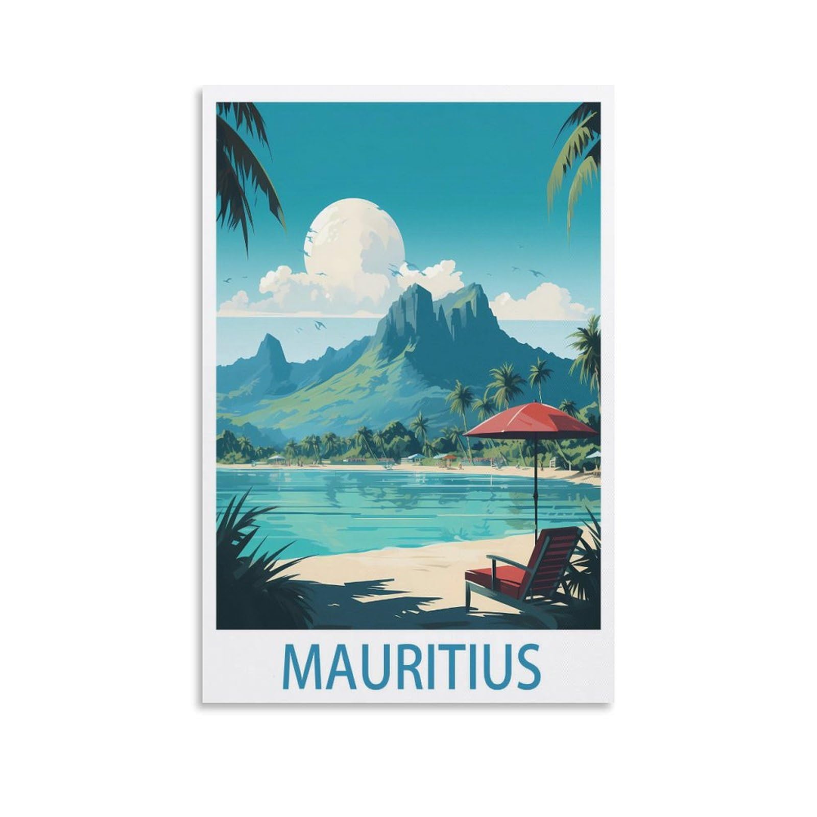 CYYHGEE Mauritius Vintage Travel Posters 08x12inch(20x30cm) Canvas Poster Wall Art Living Room Home Decor