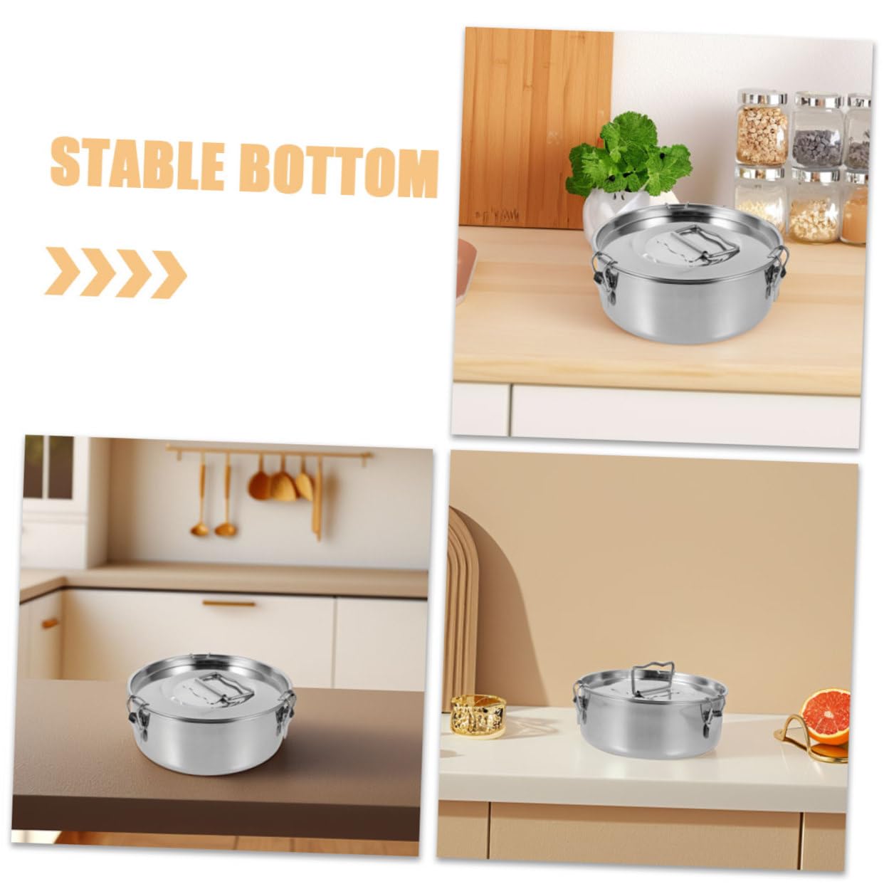 Yardwe Molde para Flan de Acero Inoxidable con Diseño Bloqueable y Uso Versátil, Molde para Hornear con Tapa Adecuado para Hacer Flanes y Pasteles al Vapor