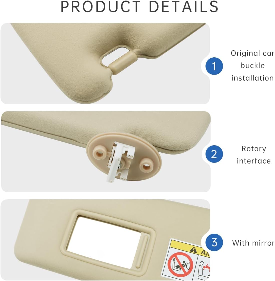 INTGET Beige 2PCS Sun Visors for Lexus GX460 Accessories 2010-2023 Toyota Land Cruiser Accessories Left & Right Side Sun Replacement 74320-0G030-A0 74310-0G030-A0 (Beige, 2PCS)