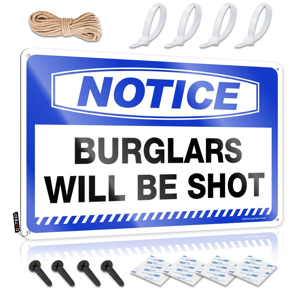 Funny Garage Signs For Men Notice Burglars Will Be Shot Tin Sign Tin Signs For Man Cave Funny Alcohol Signs(30X40CM)