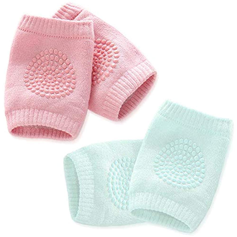 MELVIS 2 Pair Baby Knee & Elbow Pad Cushion, Infant Toddler Crawling Knee & Elbow Pads, Baby Leg Warmer Kneecap Protector for Kids, Multi-Color Safety Pads for Baby & Kids Knees and Elbows