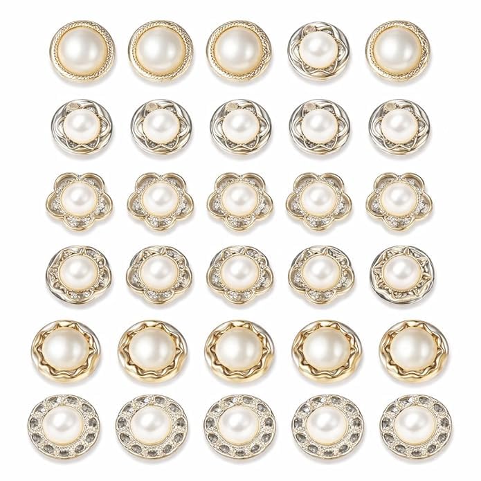 RR 30Pcs Button for Women Shirt Buttons for Clothing Dress Supplies Clothing Bags Accessories Supplies DIY Crafts, Brooch for Women Shirt Brooch Buttons Cover up Button-picture-46