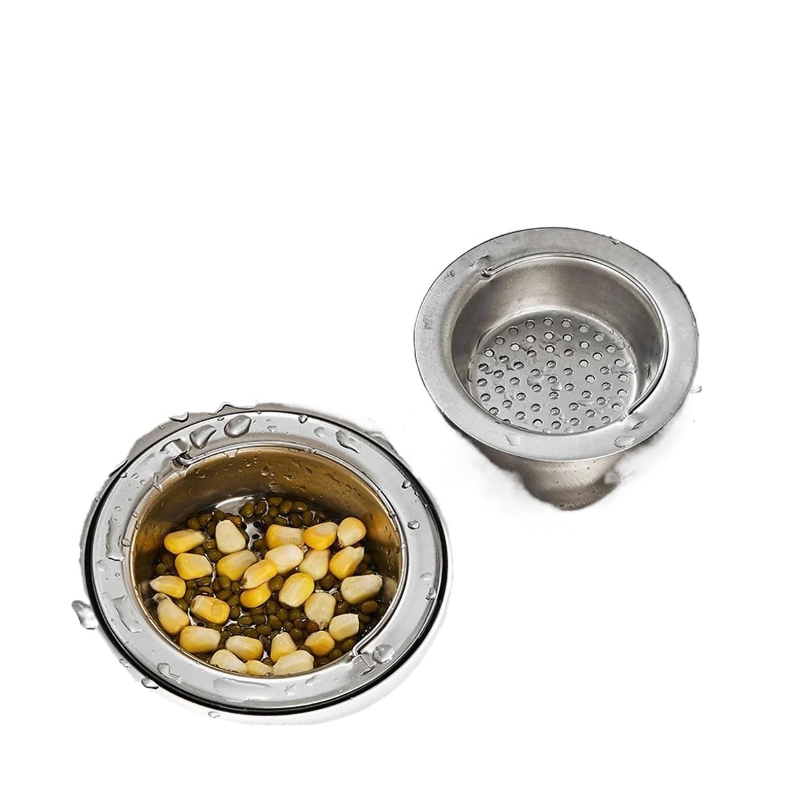 Kitchen Sink Drain Stopper Strainer Stainless Stee 2pcs Kitchen Sink Filter Stainless Steel Mesh Strainer Sewer Strainers Bathroom(COLOR15)