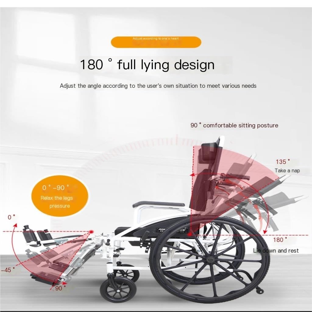 Silla de Ruedas Silla de Ruedas Manual, Ligera Plegable para Ancianos con Asiento, Scooter Multifuncional Empujado a Mano Sillas de Ruedas Ligeras/Black/B