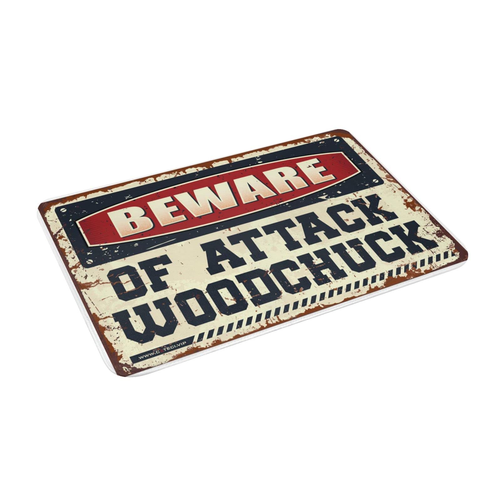 Dsoluuing Felpudo para exteriores con texto en inglés "Beware of Attack", felpudo de bienvenida de verano, felpudo de entrada al aire libre (tamaño: 65 x 90 cm)