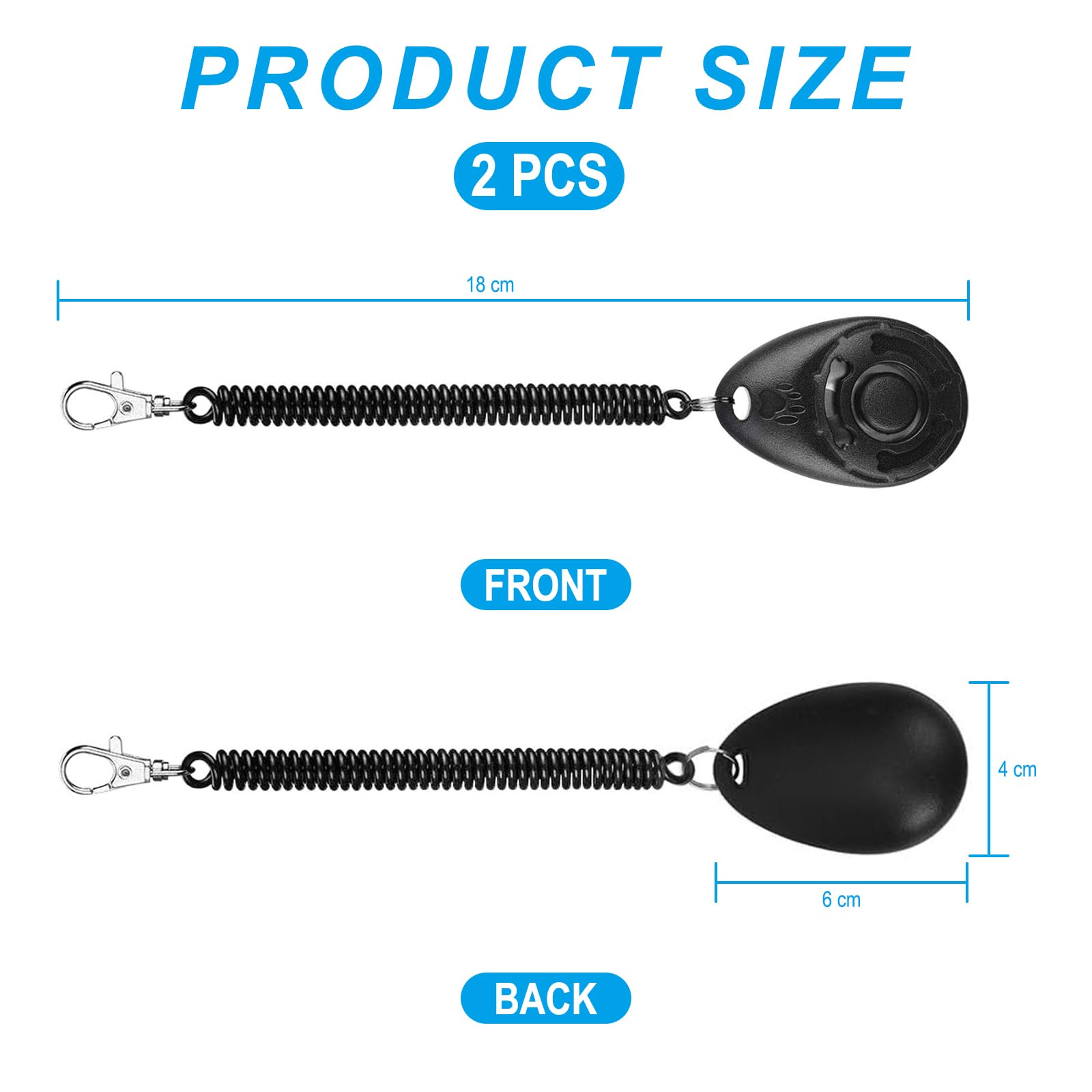 Aililong 2 Pezzi Dog Clicker - Addestramento Animali (Cani/Cuccioli/Gatti/Cavalli), Pulsante Grande, Materiali Alto qualità, Versatile