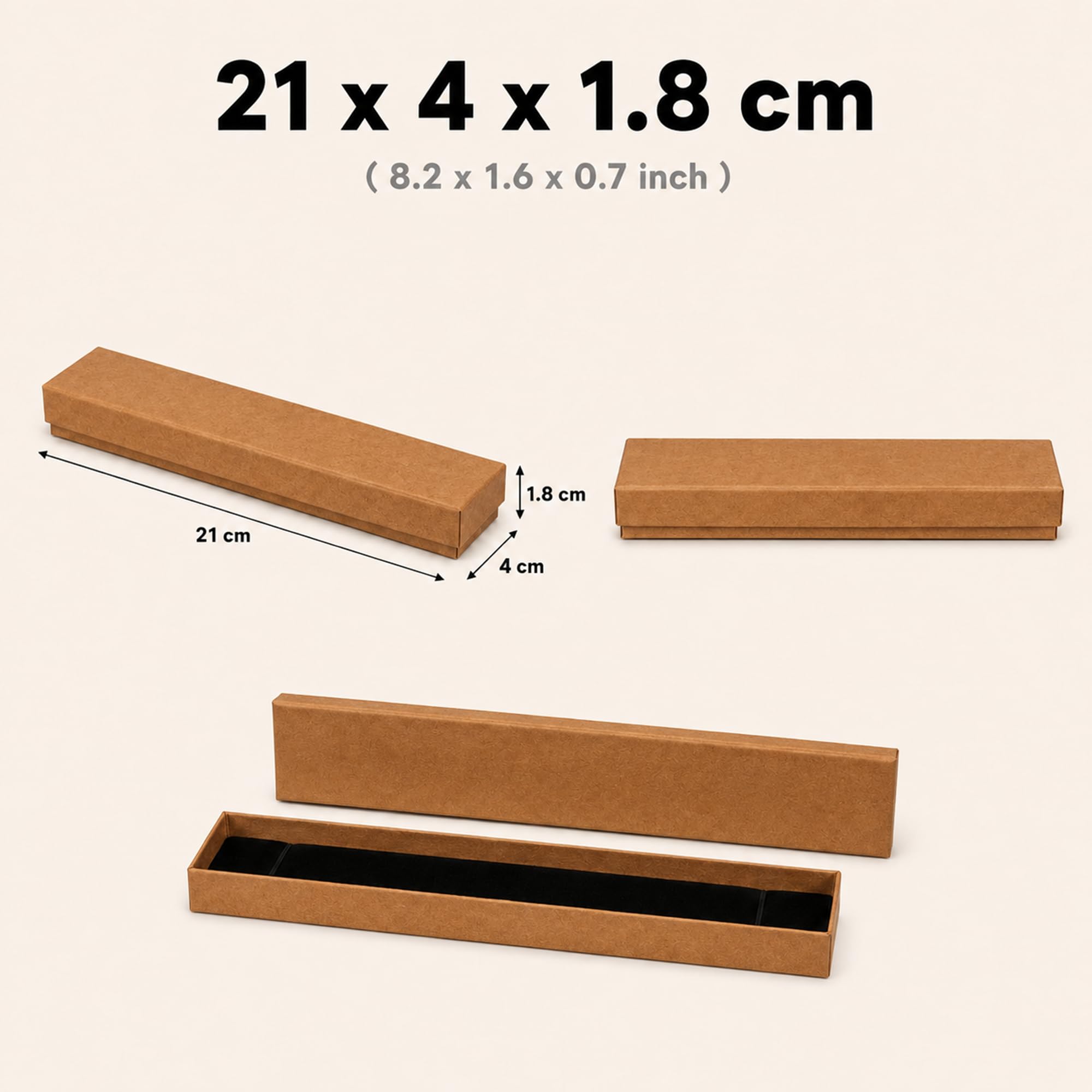 Emartbuy Ensemble de 96 Marron Carré Boîtes à Bijoux en Carton, Boite Cadeau pour Les Anniversaires, Les Mariages,Taille- 21 cm x 4 cm x 1.8 cm
