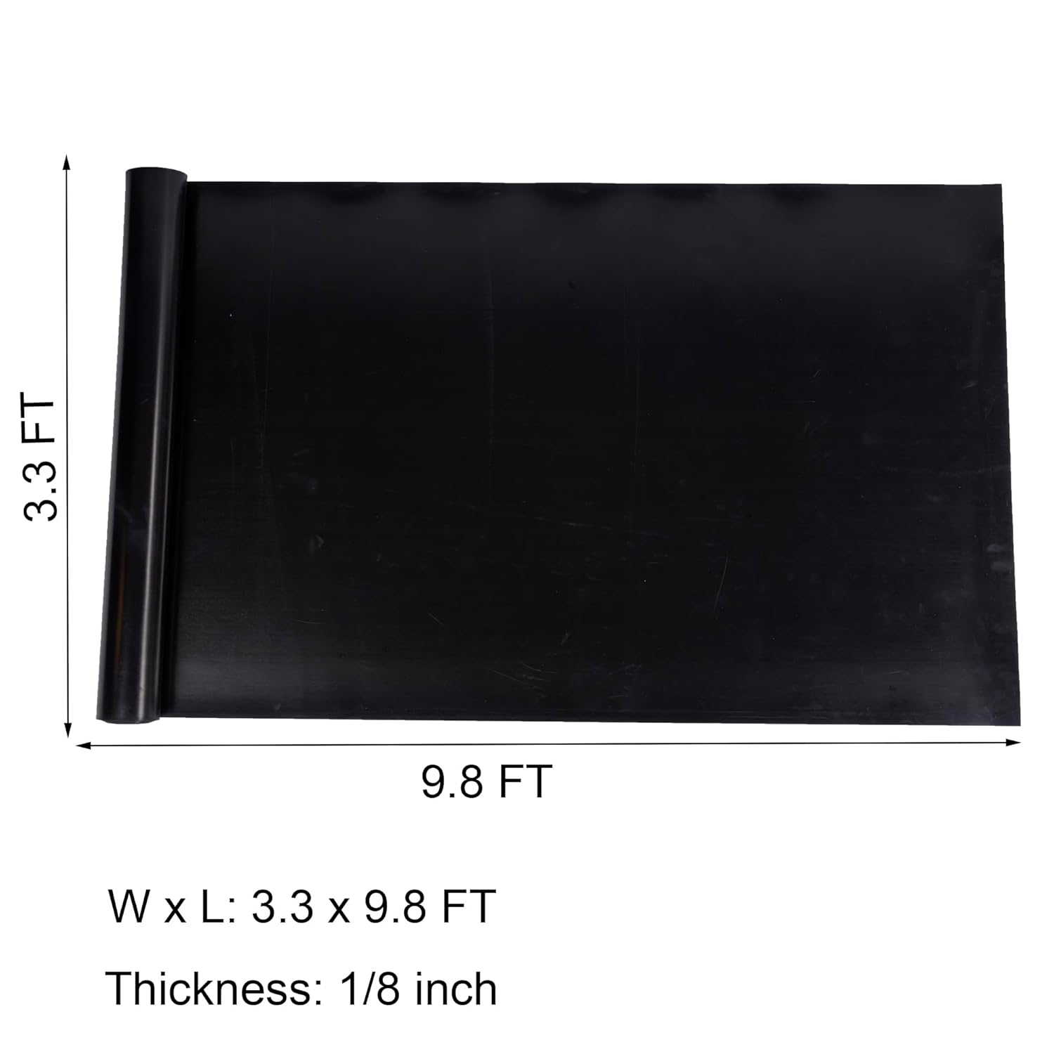Nisorpa Neoprene Rubber Sheet Roll 3.3x9.8 ft 1/8'' Thick Silicone Rubber Roll Solid Rubber Sheet Matting Garage Floor Mat Insulated Roll Heatproof for DIY Gasket Material Sealing Shock