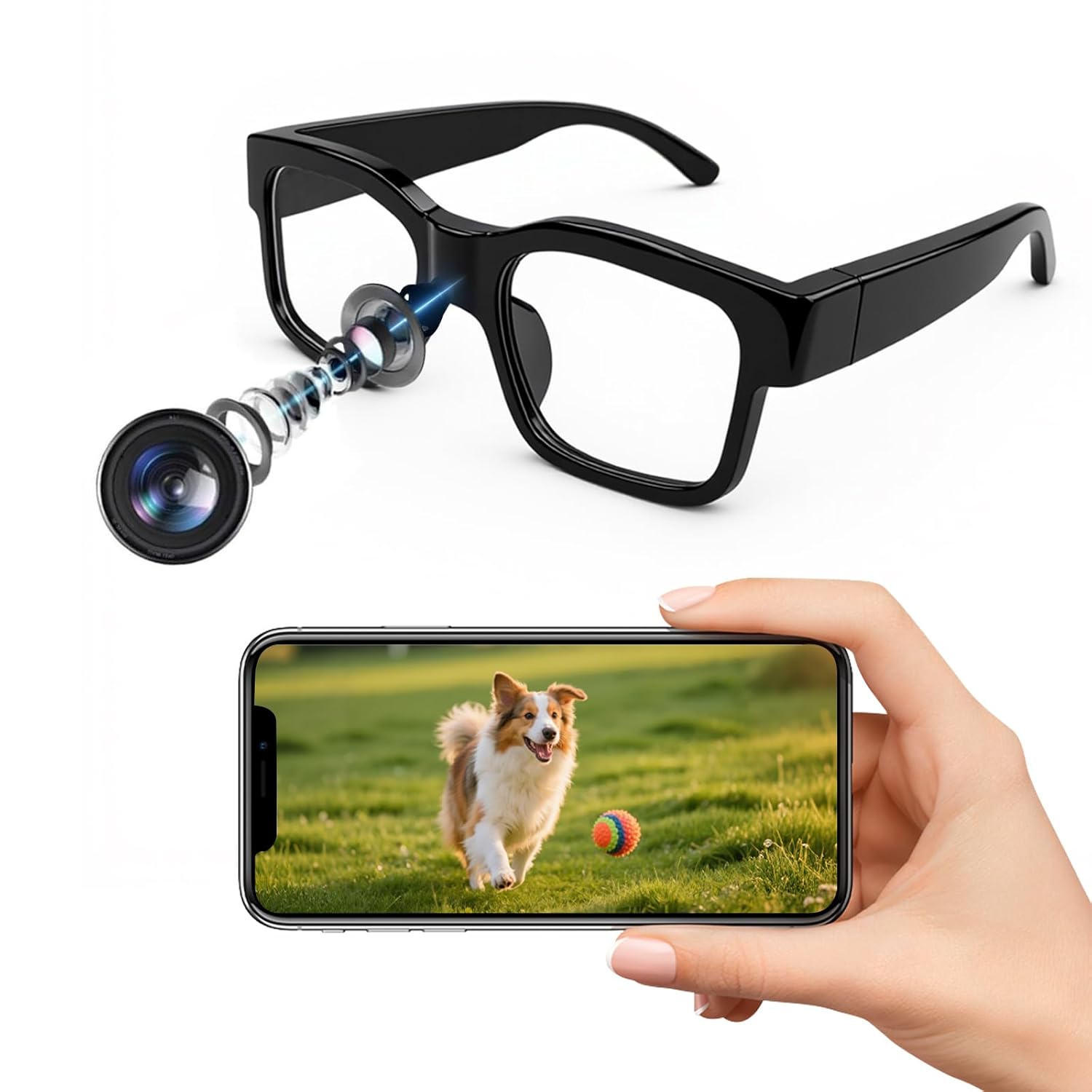 Camera Glasses 1080P - 64GB Built-in 150Min Battery Hands-Free Video Photo Glasses for Sports Travel Vlog