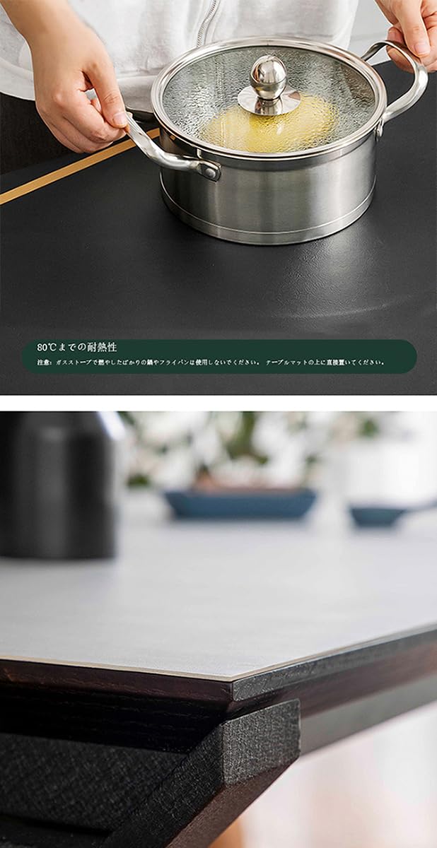 PU Tischdecke Tischmatte Schreibtisch Tischfolie Rund Schutzfolie Tischfoli Tischschutz Matte Beideseiten Wasserdicht Schwarz+Grau Rund 90cm